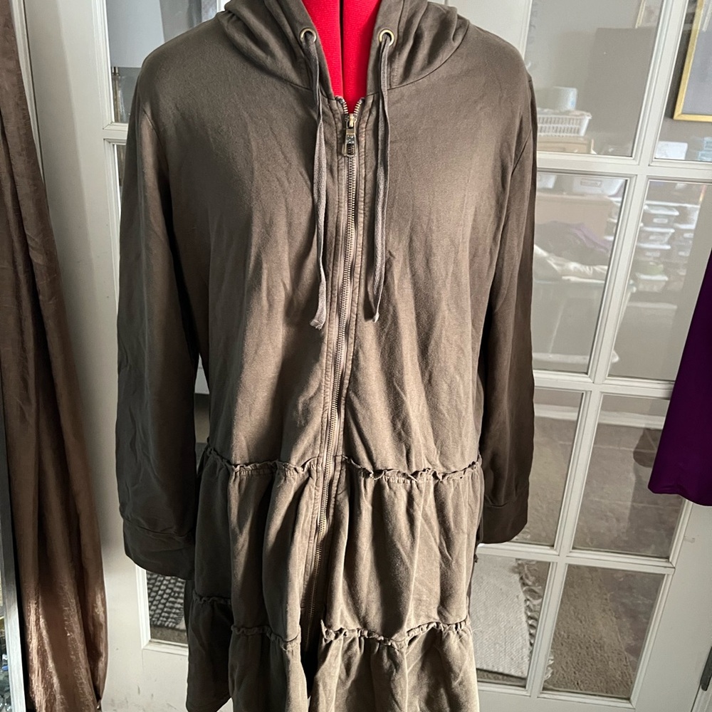 Green Hooded Zip-Up Dress/Jacket